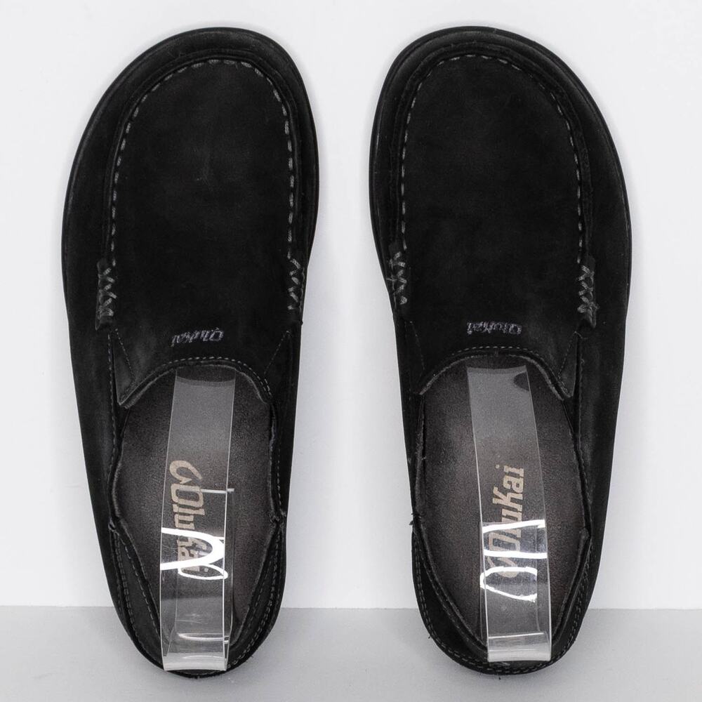 Olukai Boys Moloa Loafer Shoes Slip On Comfort Leather Youth Black Size 1 | AR - Picture 5 of 6